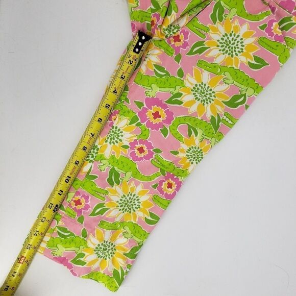 Lilly Pulitzer Capris Pants Croc Monsieur Pink Green Alligators - Picture 5 of 8